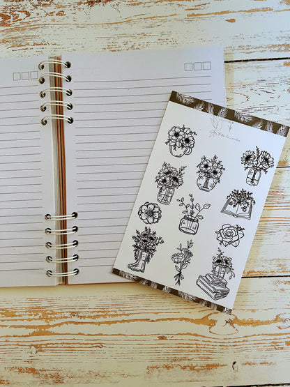 Flores blanco y negro Stickers